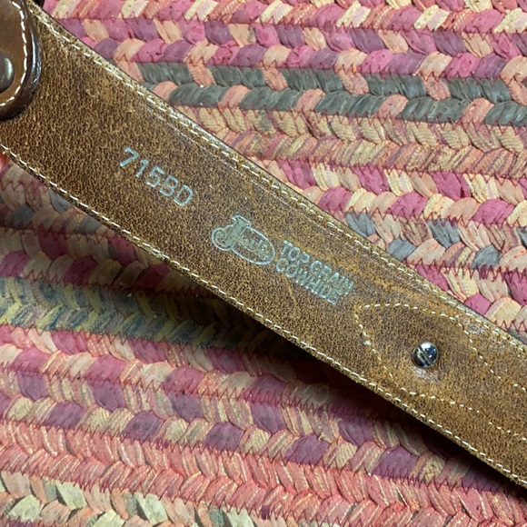 1995 VINTAGE JUSTINS BROWN LEATHER EMBROIDERED CONCHO WESTERN COWBOY BELT - Picture 2 of 10